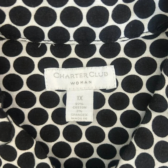 Charter Club Woman Navy Blue Polka Dot Casual Stretch Cotton Jacket Size 1X - Picture 2 of 10